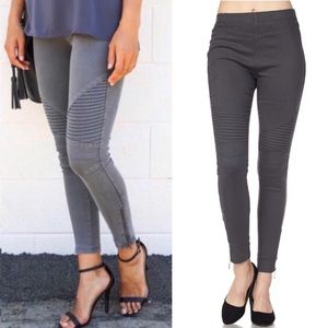 Moto jeggings with ankle zipper in charcoal